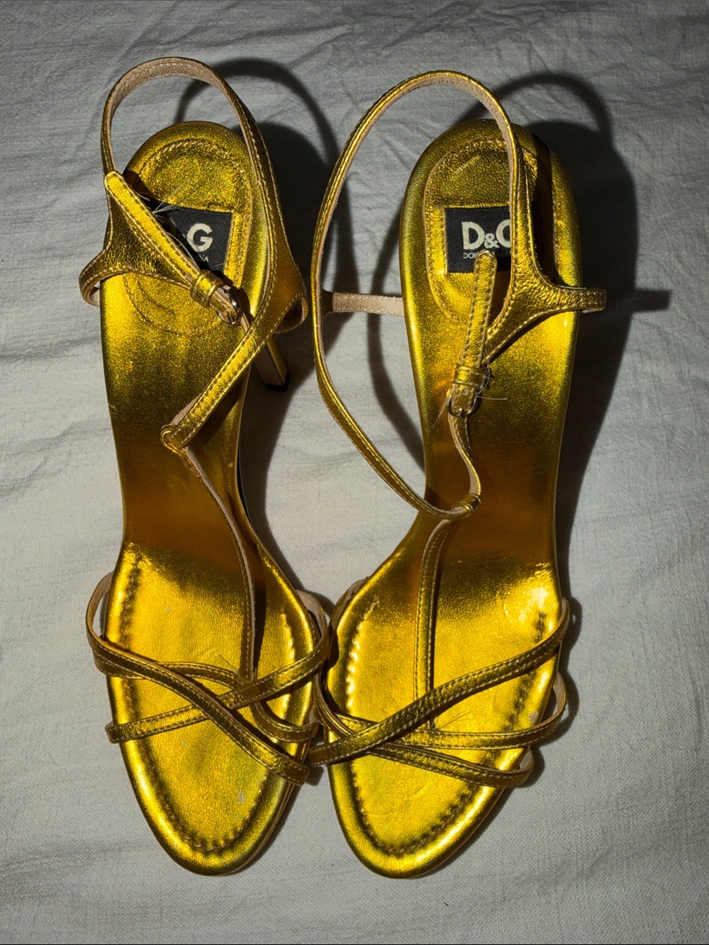 D&G Shimmery Gold Strappy High-Heel Sandals